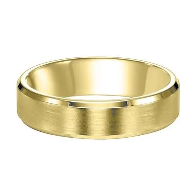 5mm 14K Yellow Gold Flat Bevel Edge Carved Wedding Band Mens Bands Rings