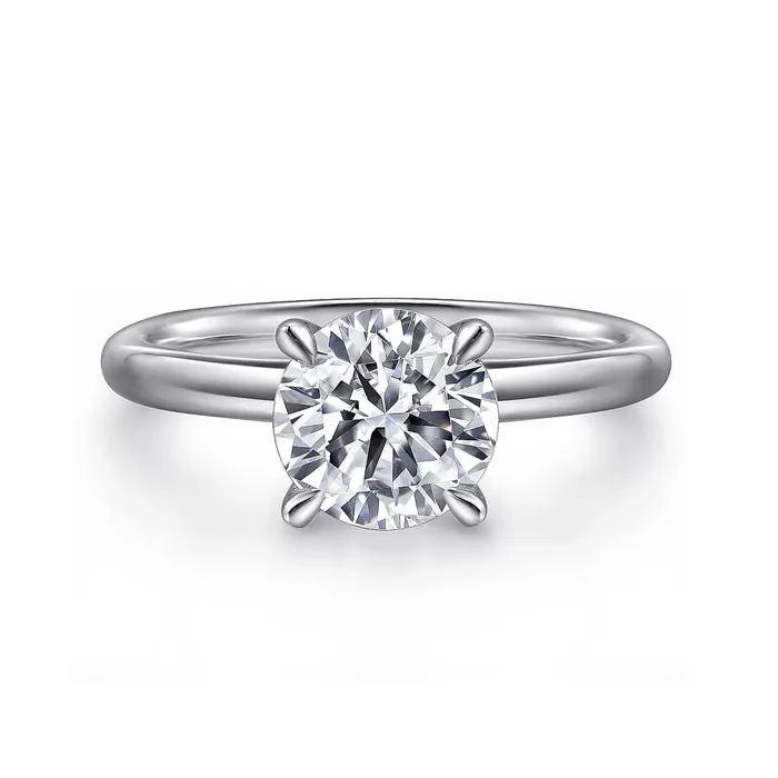 Gabriel Co 14K White Gold Solitaire Ring Rings
