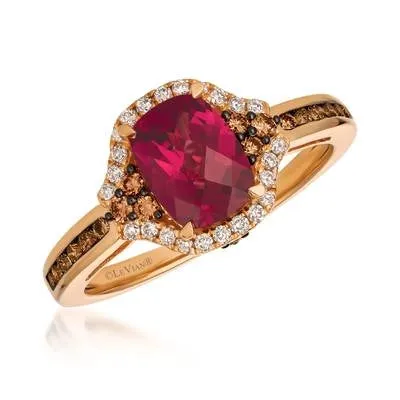 Le Vian Rings Le Vian 14K Strawberry Gold Raspberry Rhodolite and Chocolate and Vanilla Diamond Ring Le Vian Rings Le Vian 14K Strawberry Gold Raspberry Rhodolite and Chocolate and Vanilla Diamond Ring
