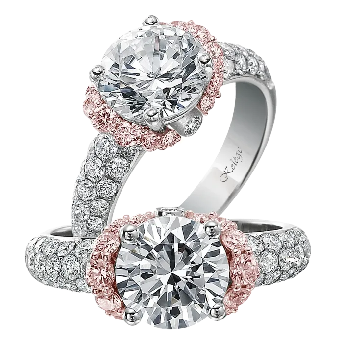 Rings Jack Kelege Rose Gold and Platinum SemiMount Ring with Pink White Diamonds Estate Retail When New 15900 Other Rings Jack Kelege Rose Gold and Platinum SemiMount Ring with Pink White Diamonds Estate Retail When New 15900 Other