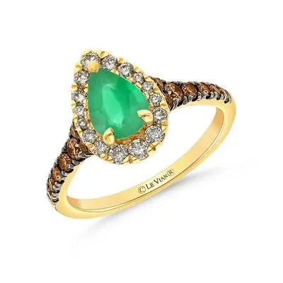 Rings Le Vian 14K Honey Gold Pear Shaped New Emerald Ring with Chocolate Diamonds Le Vian Rings Le Vian 14K Honey Gold Pear Shaped New Emerald Ring with Chocolate Diamonds Le Vian