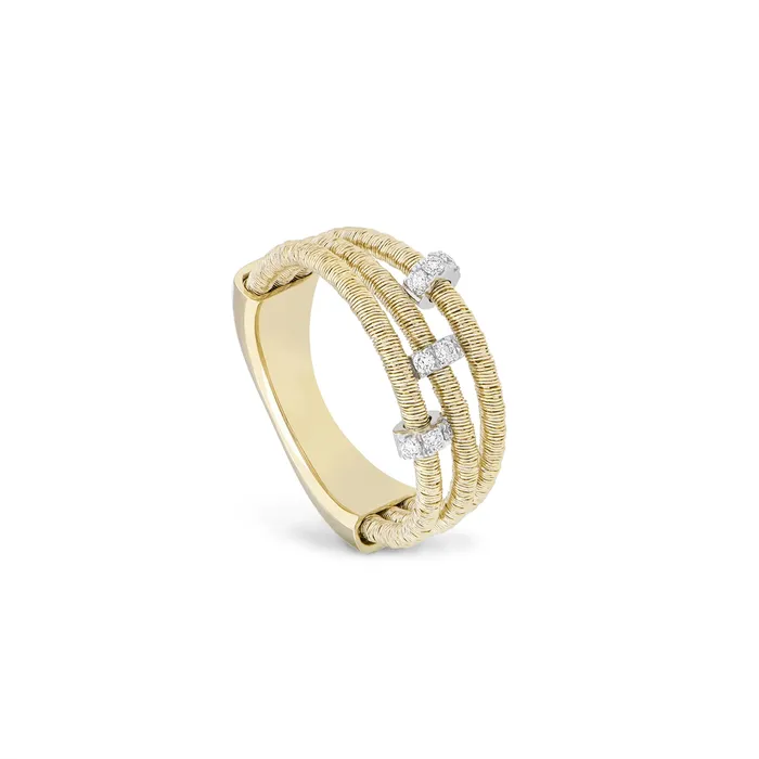 Rings Piero Milano Piero Milano 18K Yellow Gold MultiLayer Ring with White Gold Diamond Rondels Rings Piero Milano Piero Milano 18K Yellow Gold MultiLayer Ring with White Gold Diamond Rondels
