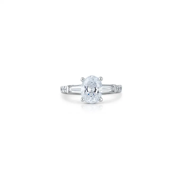 Rings Verragio 14K White Gold Semi Mount Diamond Ring with Baguette Sides Verragio Rings Verragio 14K White Gold Semi Mount Diamond Ring with Baguette Sides Verragio