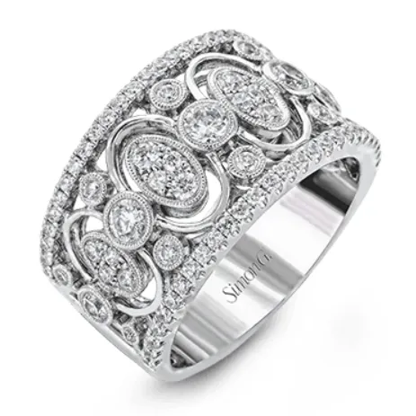 Simon G 18K White Gold Wide Diamond Band Simon G Rings