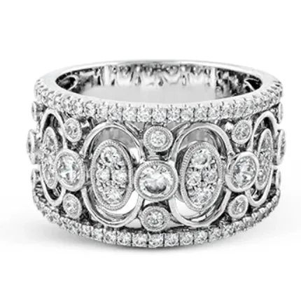 Simon G 18K White Gold Wide Diamond Band Simon G Rings