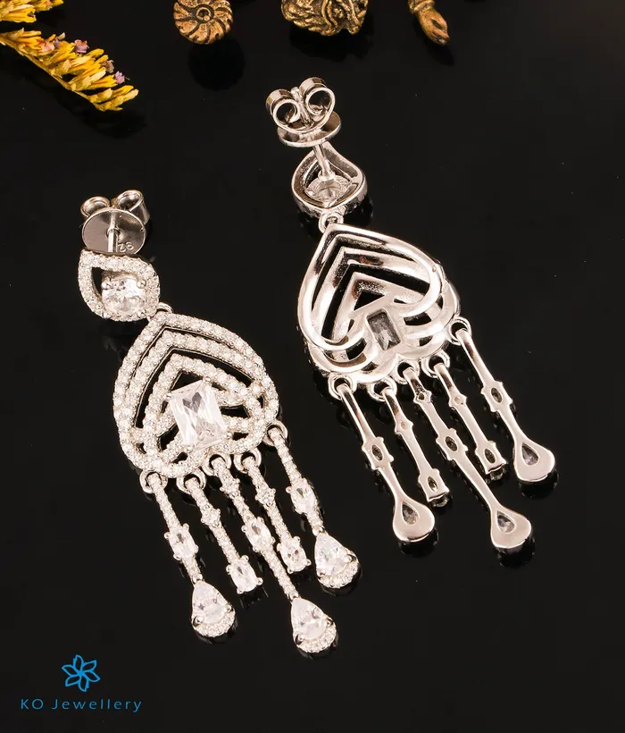 Earrings The Divine Sparkle Cocktail Silver Earrings Imported