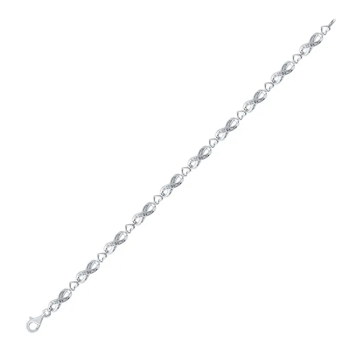 GND Bracelets GND Sterling Silver Womens Round Diamond Infinity Heart Link Bracelet 120 Cttw GND Bracelets GND Sterling Silver Womens Round Diamond Infinity Heart Link Bracelet 120 Cttw