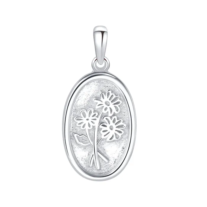 Necklaces Hey Happiness Oval Daisy Pendant Necklace Sterling Silver