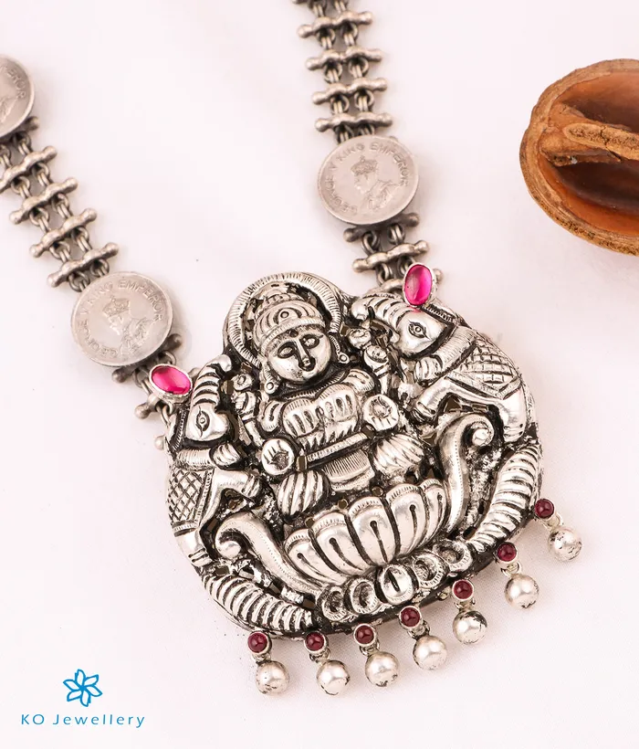 Silversmith Necklaces The Shrinika Silver Lakshmi Coin Nakkasi Necklace