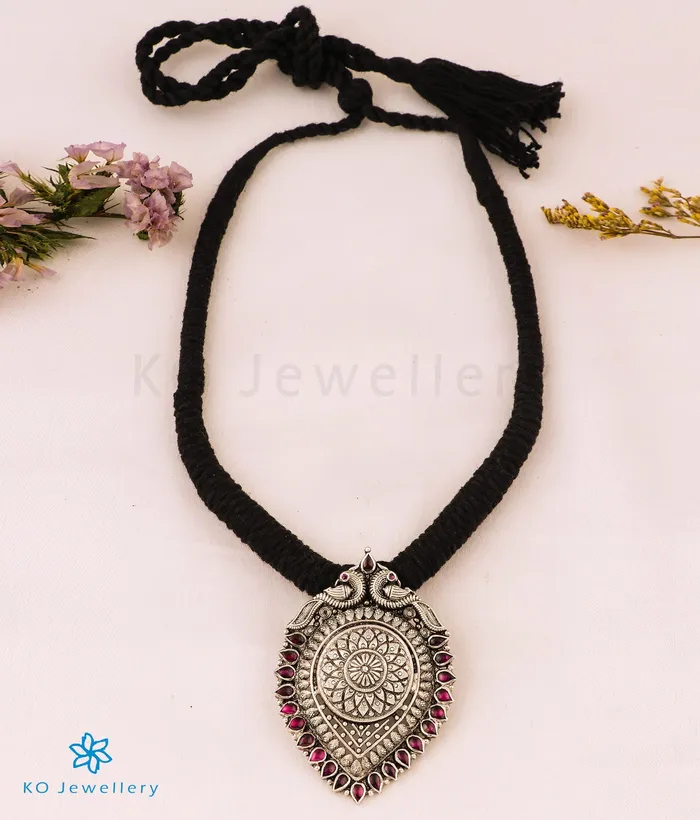 Silversmith Necklaces The Vyoma Silver Thread Necklace OxidisedBlack