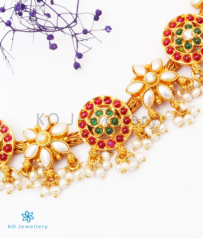 The Uthika Silver Kempu Necklace RedPearl Silversmith Necklaces