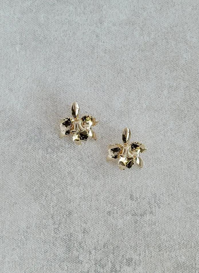 twigs honey Earrings Petite 3D gilded orchid earrings Style 2541