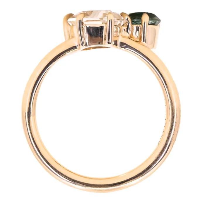 180ct Hexagon Sapphire 069ct Round Montana Sapphire Toi Et Moi Ring in 14k Yellow Gold Anueva Jewelry Rings