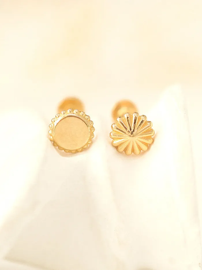 14K Gold Internally Merry Round Labret Piercing 18G16G MinimalBijoux PreStyled Sets
