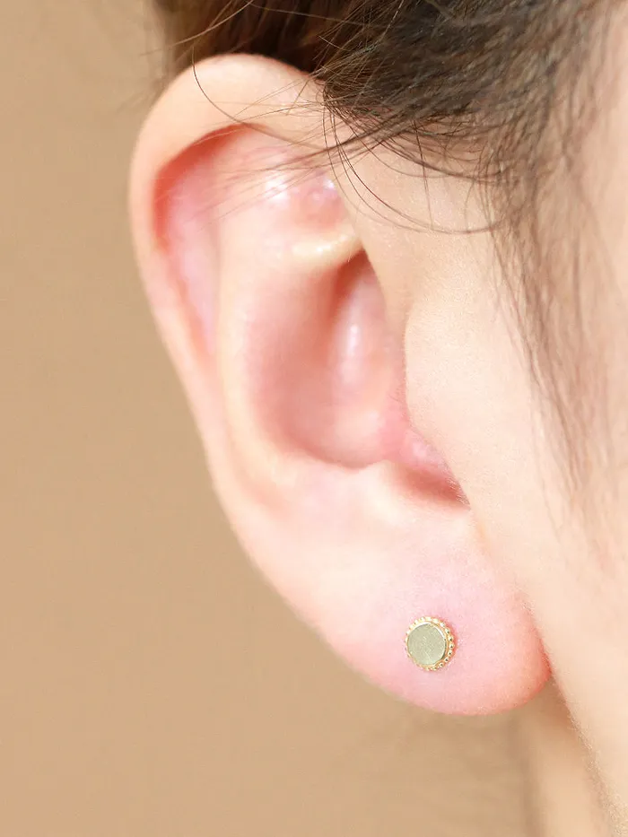 14K Gold Internally Merry Round Labret Piercing 18G16G MinimalBijoux PreStyled Sets