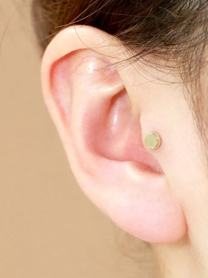 14K Gold Internally Merry Round Labret Piercing 18G16G MinimalBijoux PreStyled Sets