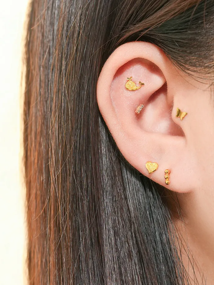 24K Gold Dive Whale Cartilage Earring 20G MinimalBijoux Earrings