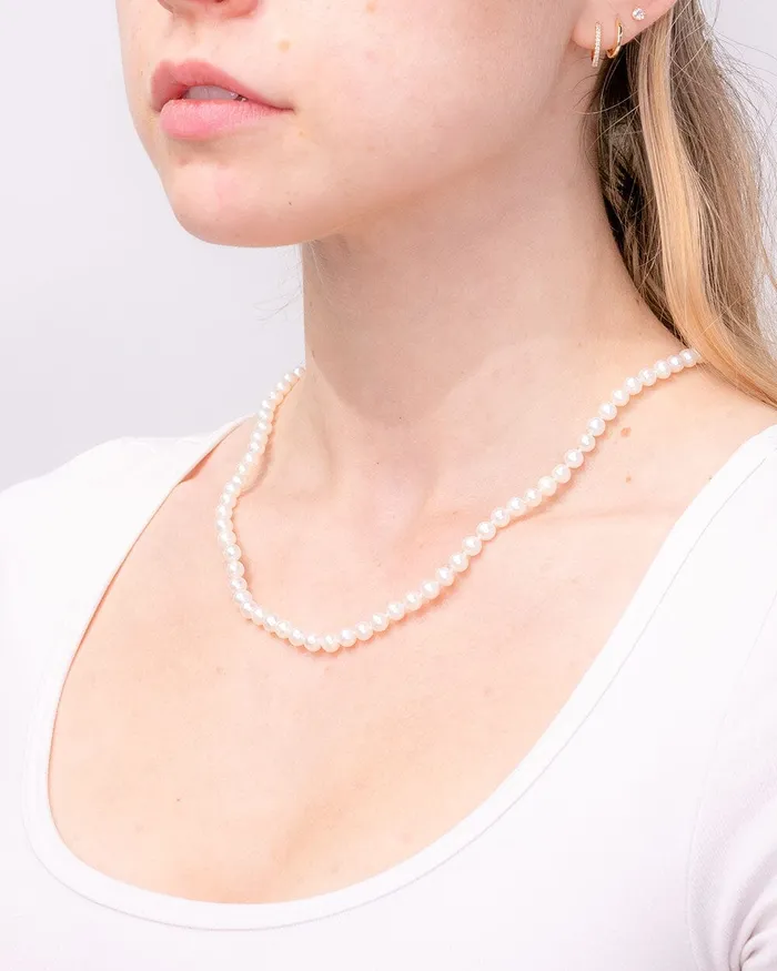 5mm White Pearl Necklace Princess Bride Diamonds Necklaces 5mm White Pearl Necklace Princess Bride Diamonds Necklaces