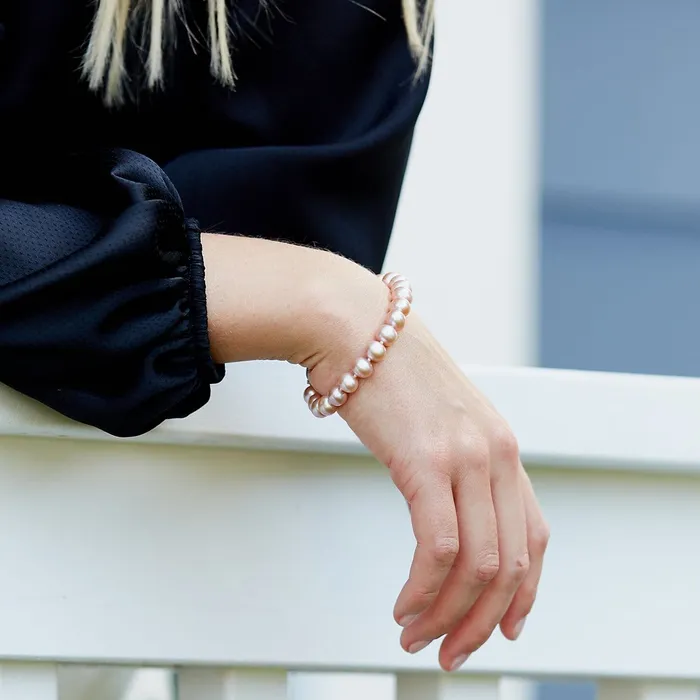 95105mm Peach Freshwater Pearl Bracelet AAAA Quality SPT Bracelets