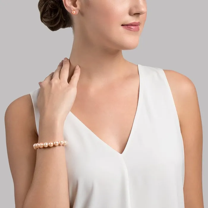 95105mm Peach Freshwater Pearl Bracelet AAAA Quality SPT Bracelets
