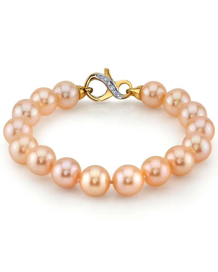 95105mm Peach Freshwater Pearl Bracelet AAAA Quality SPT Bracelets