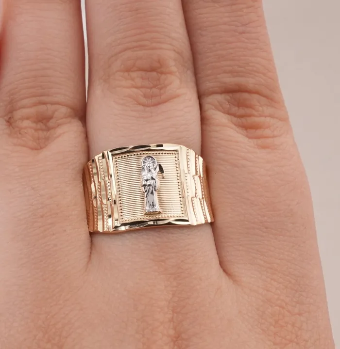 AB and J Rings 14K Gold Santa Muerte Mens Ring RG1681 AB and J Rings 14K Gold Santa Muerte Mens Ring RG1681