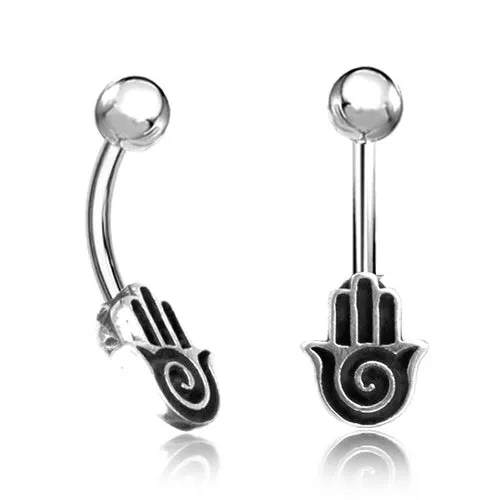 Chaotic Trading Rings Sterling Silver Hamsa Belly Ring