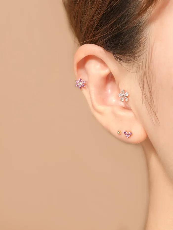 Earrings 14K Gold Moissanite Block Heart Cartilage Earring 20G18G16G MinimalBijoux