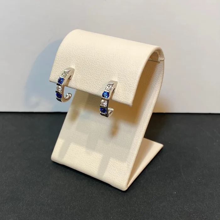Earrings 14K White Gold Sapphire and Diamond Earrings Moriartys Gem Art
