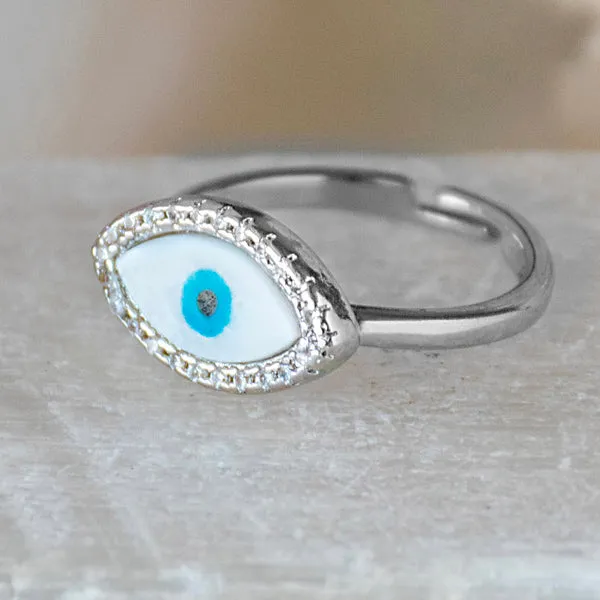 EyeShaped Studded Evil Eye Ring Upakarna Rings