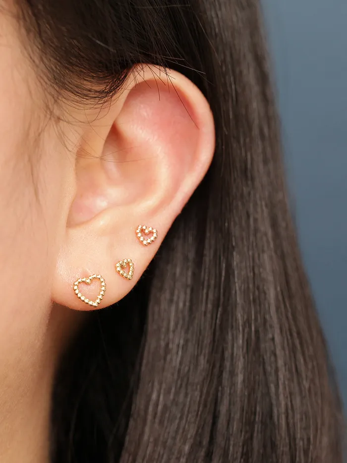 MinimalBijoux 14K Gold Bubble Heart Cartilage Earring 20G18G Earrings