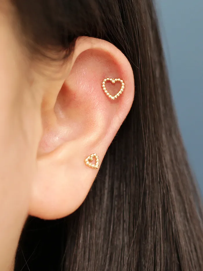 MinimalBijoux 14K Gold Bubble Heart Cartilage Earring 20G18G Earrings