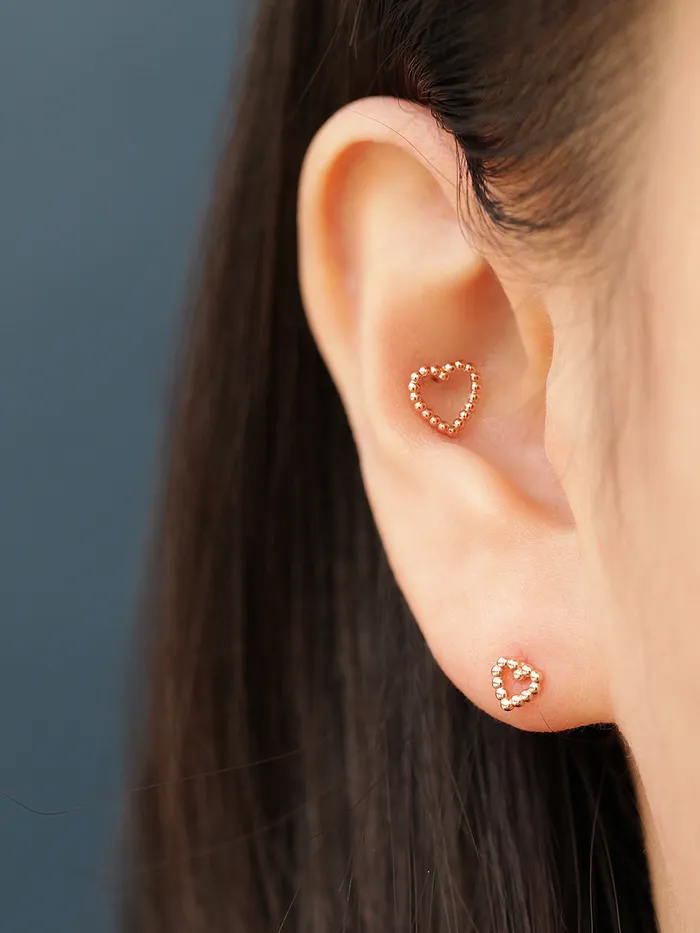 MinimalBijoux 14K Gold Bubble Heart Cartilage Earring 20G18G Earrings
