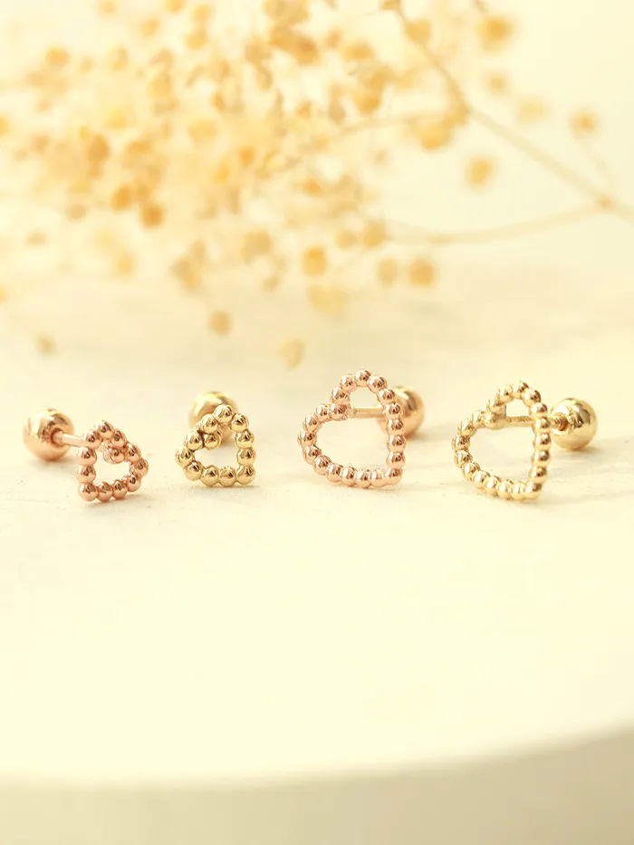 MinimalBijoux 14K Gold Bubble Heart Cartilage Earring 20G18G Earrings