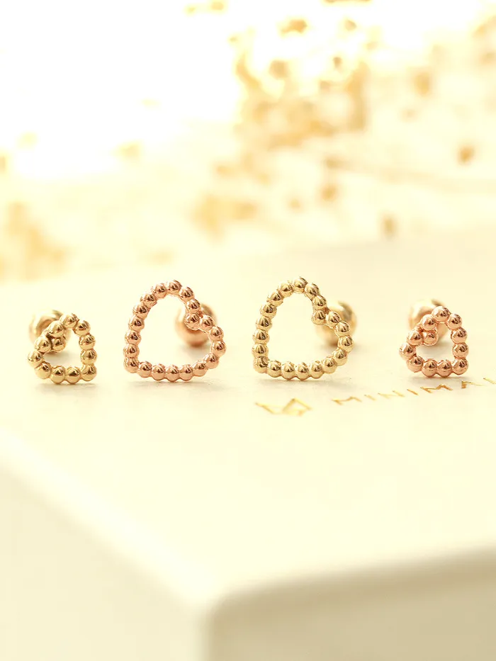 MinimalBijoux 14K Gold Bubble Heart Cartilage Earring 20G18G Earrings
