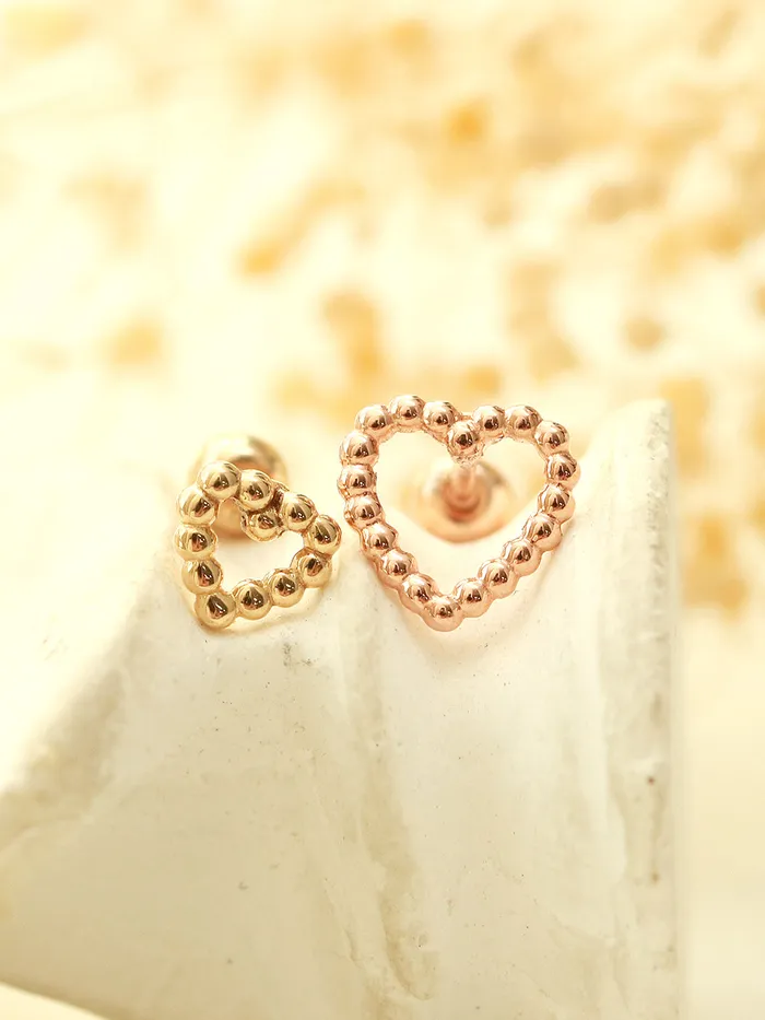 MinimalBijoux 14K Gold Bubble Heart Cartilage Earring 20G18G Earrings