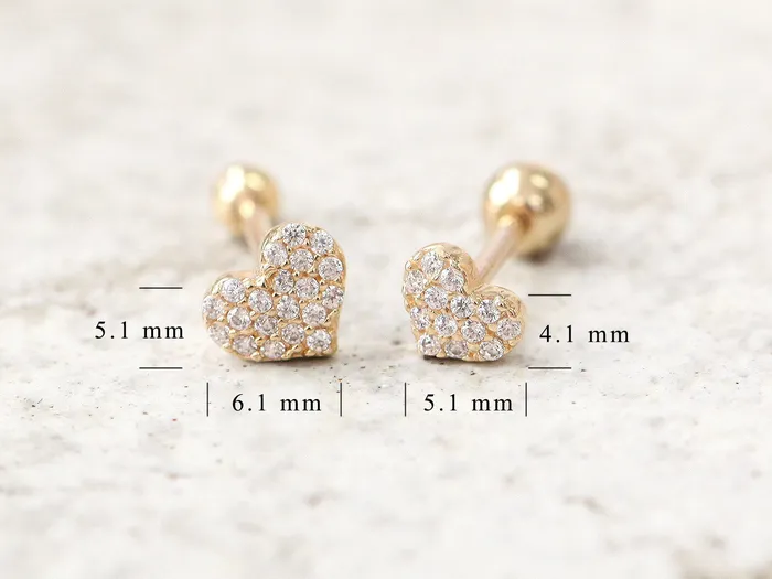 MinimalBijoux Earrings 14K Gold Heart Cartilage Earring 18g16g
