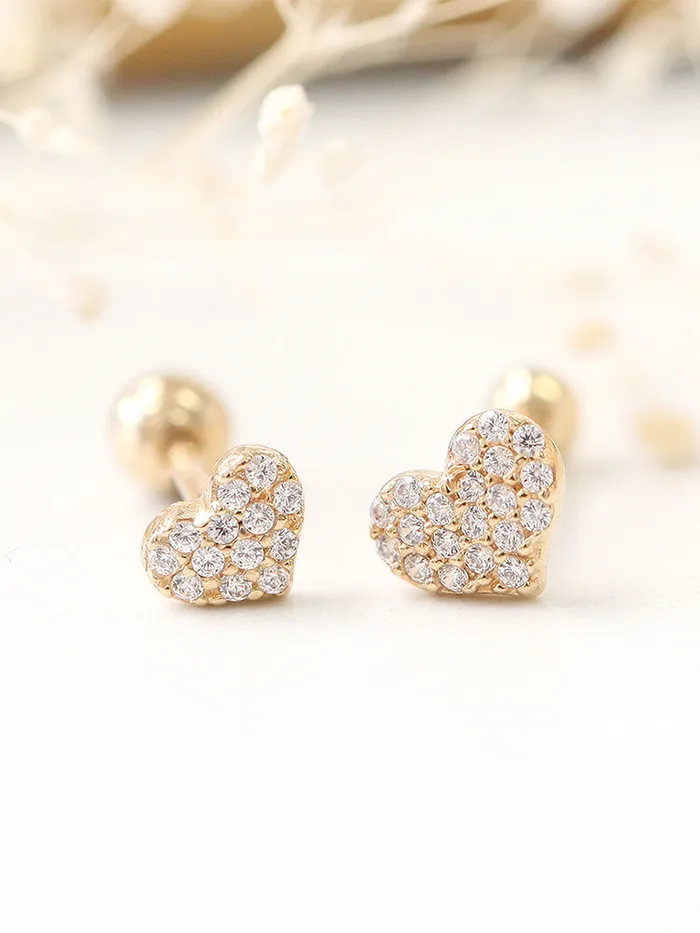MinimalBijoux Earrings 14K Gold Heart Cartilage Earring 18g16g