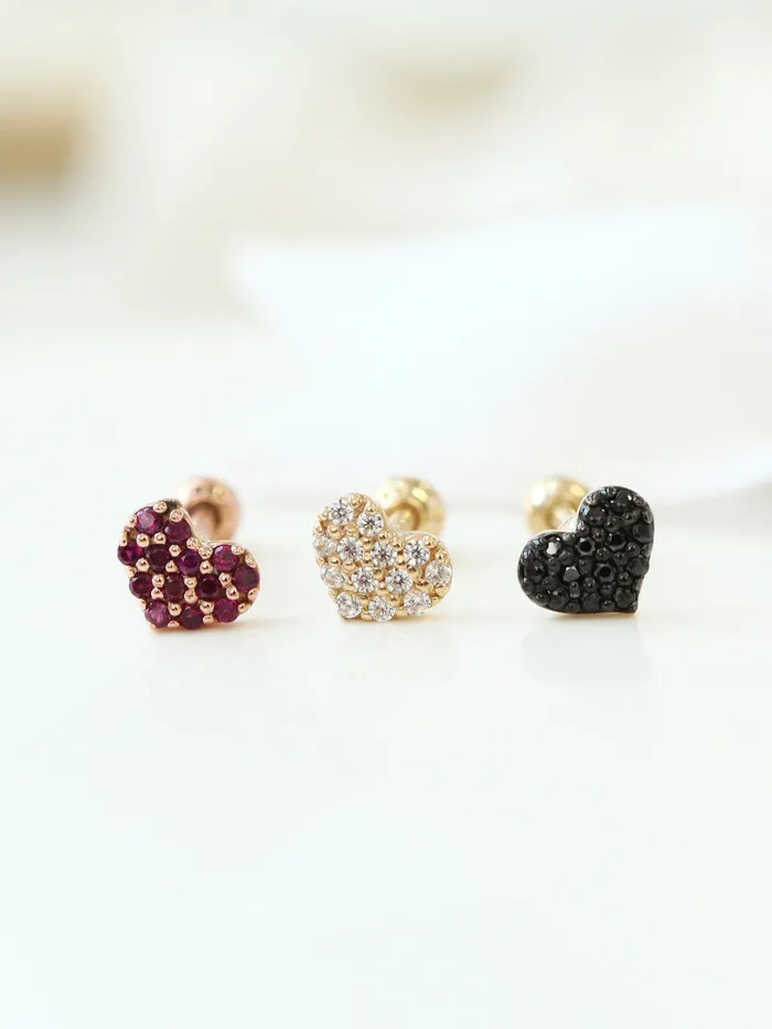 MinimalBijoux Earrings 14K Gold Heart Cartilage Earring 18g16g