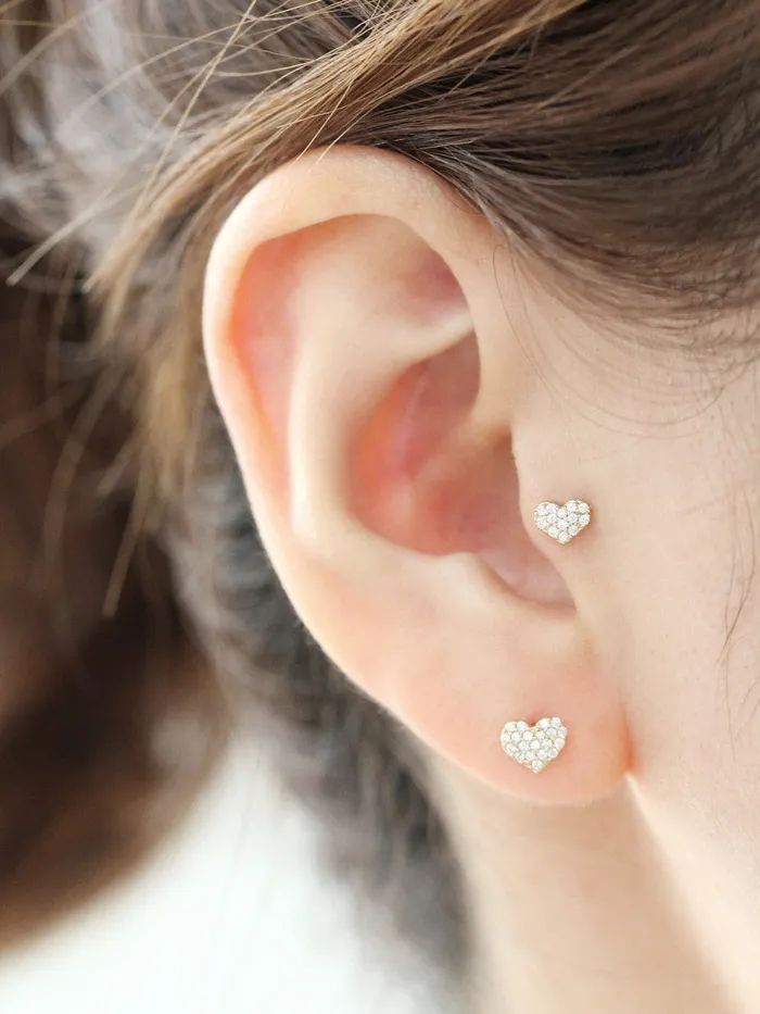 MinimalBijoux Earrings 14K Gold Heart Cartilage Earring 18g16g