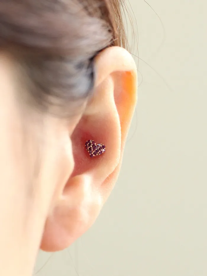 MinimalBijoux Earrings 14K Gold Heart Cartilage Earring 18g16g