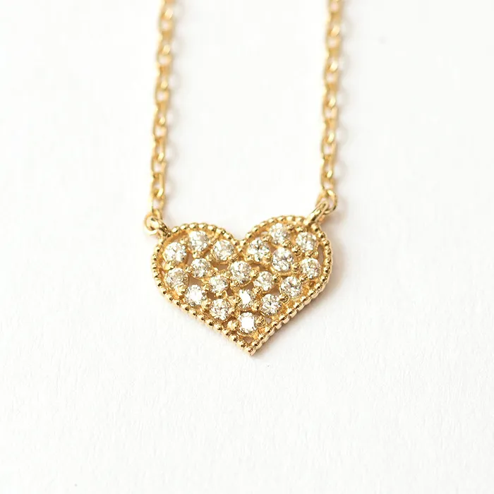 MinimalBijoux Necklaces 14K 18K Gold Flat Cubic Heart Necklace