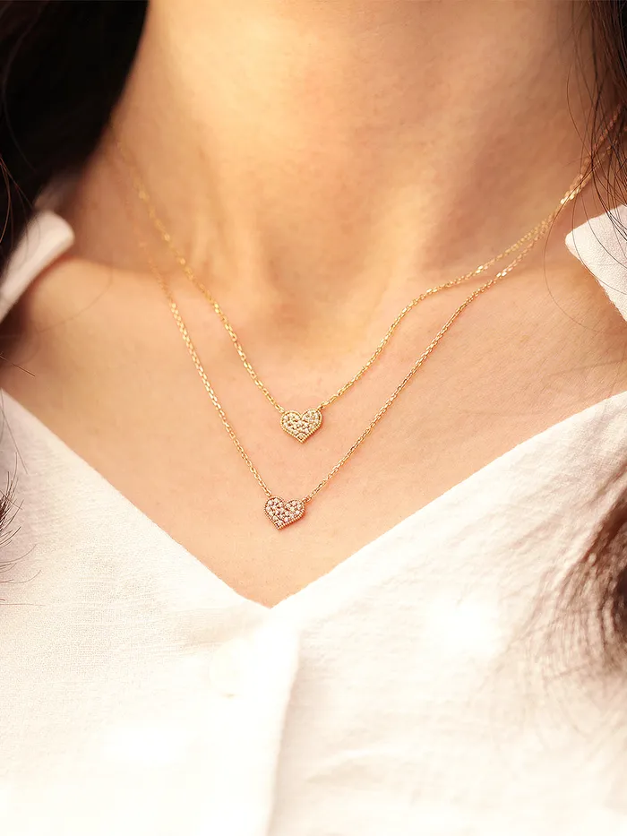 MinimalBijoux Necklaces 14K 18K Gold Flat Cubic Heart Necklace