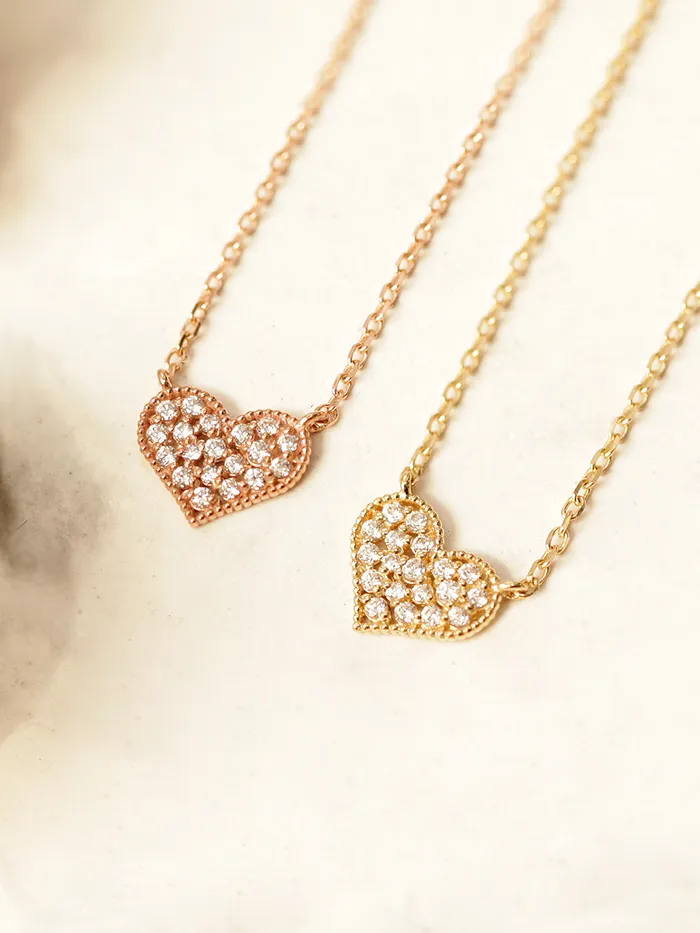 MinimalBijoux Necklaces 14K 18K Gold Flat Cubic Heart Necklace