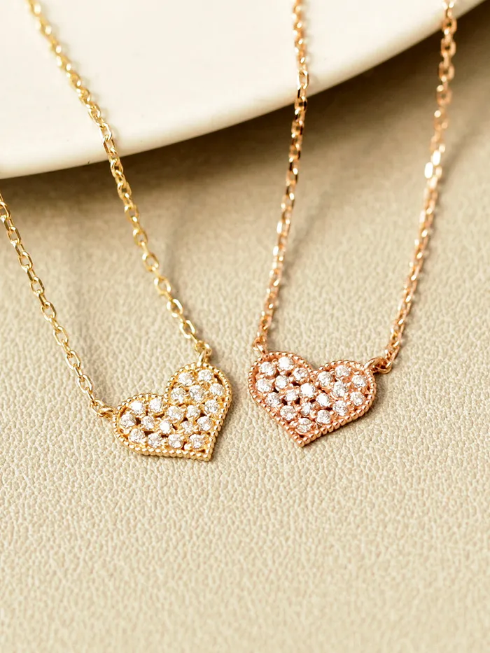 MinimalBijoux Necklaces 14K 18K Gold Flat Cubic Heart Necklace