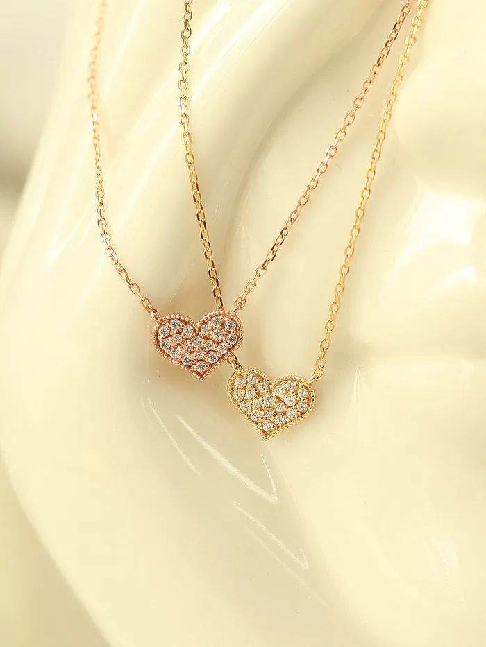 MinimalBijoux Necklaces 14K 18K Gold Flat Cubic Heart Necklace