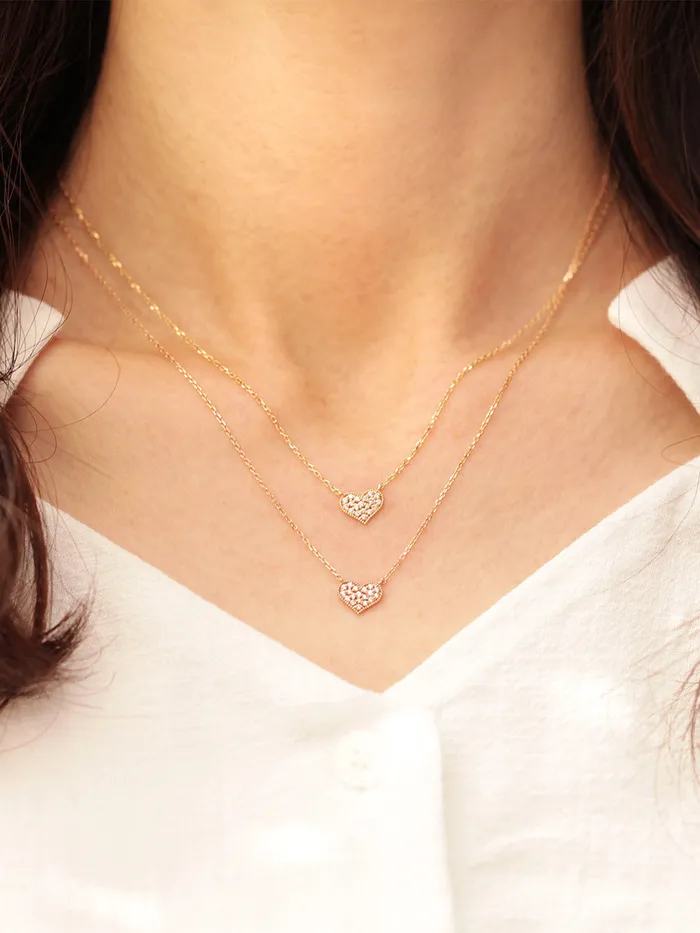 MinimalBijoux Necklaces 14K 18K Gold Flat Cubic Heart Necklace