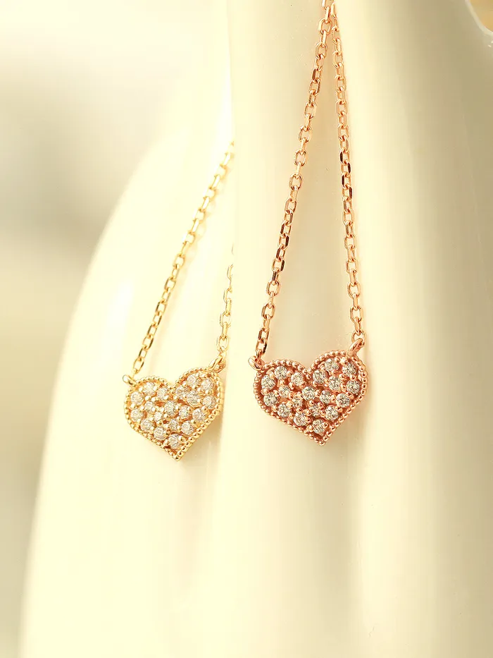 MinimalBijoux Necklaces 14K 18K Gold Flat Cubic Heart Necklace