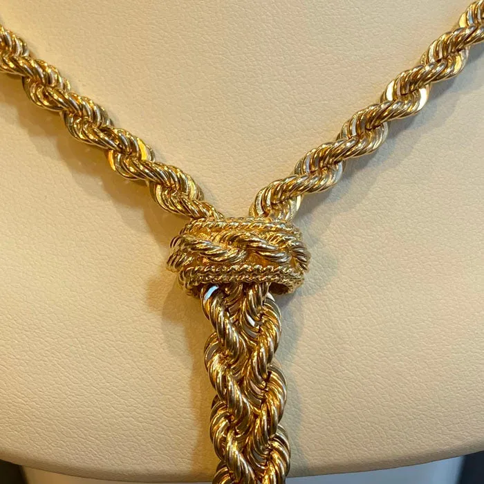 Necklaces Moriartys Gem Art 14K Yellow Gold Adjustable Y Necklace with Pineapple Tassels