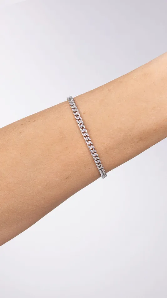 Princess Bride Diamonds Bracelets 073ct 18k White Gold Cuban Pav Bracelet Princess Bride Diamonds Bracelets 073ct 18k White Gold Cuban Pav Bracelet